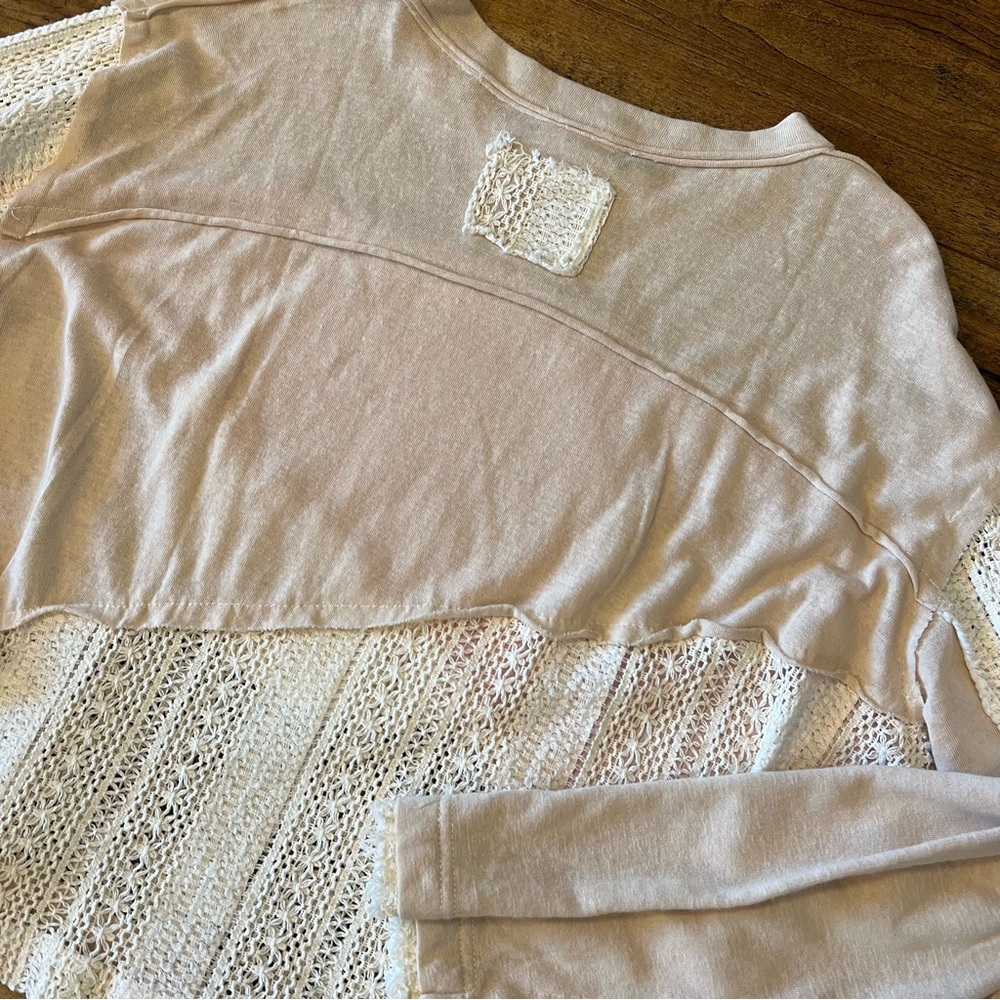 POL Oversized Peace Knit Crochet Top Pink Size Medium NWOT - Picture 7 of 7